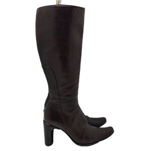 CNC Costume National Womens Tall Knee High Leather Boots Brown Size 36.5